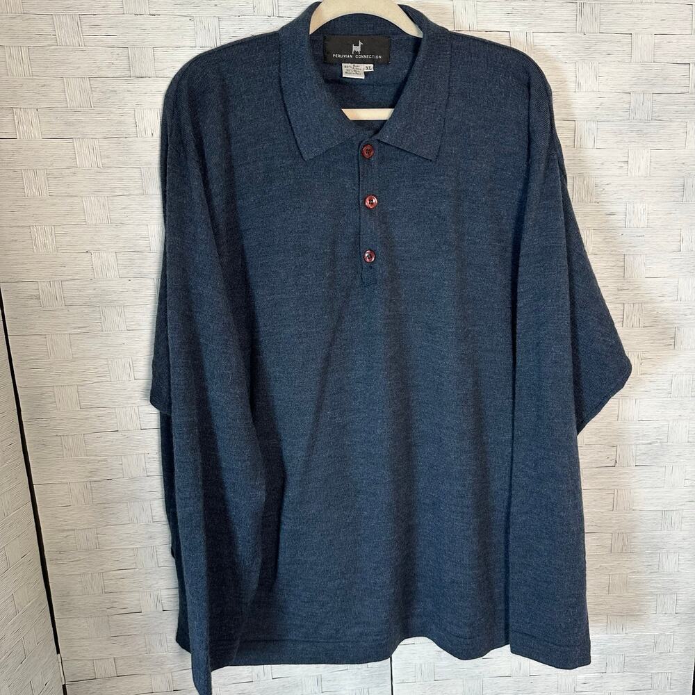 Peruvian connection men’s sweater Marina wool pull over navy blue quiet luxury